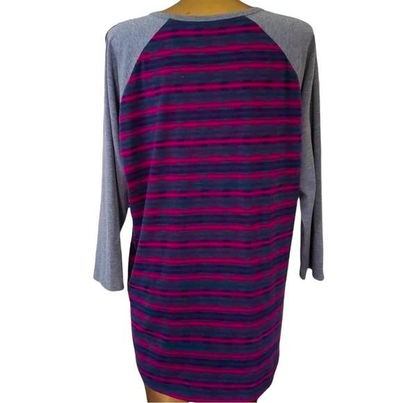 Lularoe size large shirt pink/purple & dark grey arrows/stripes gray 3/4 sleeves - Picture 13 of 13